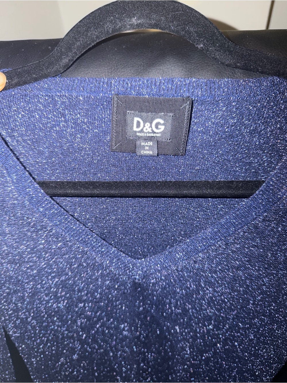 D&G Navy Glitter V-Neck Sweater